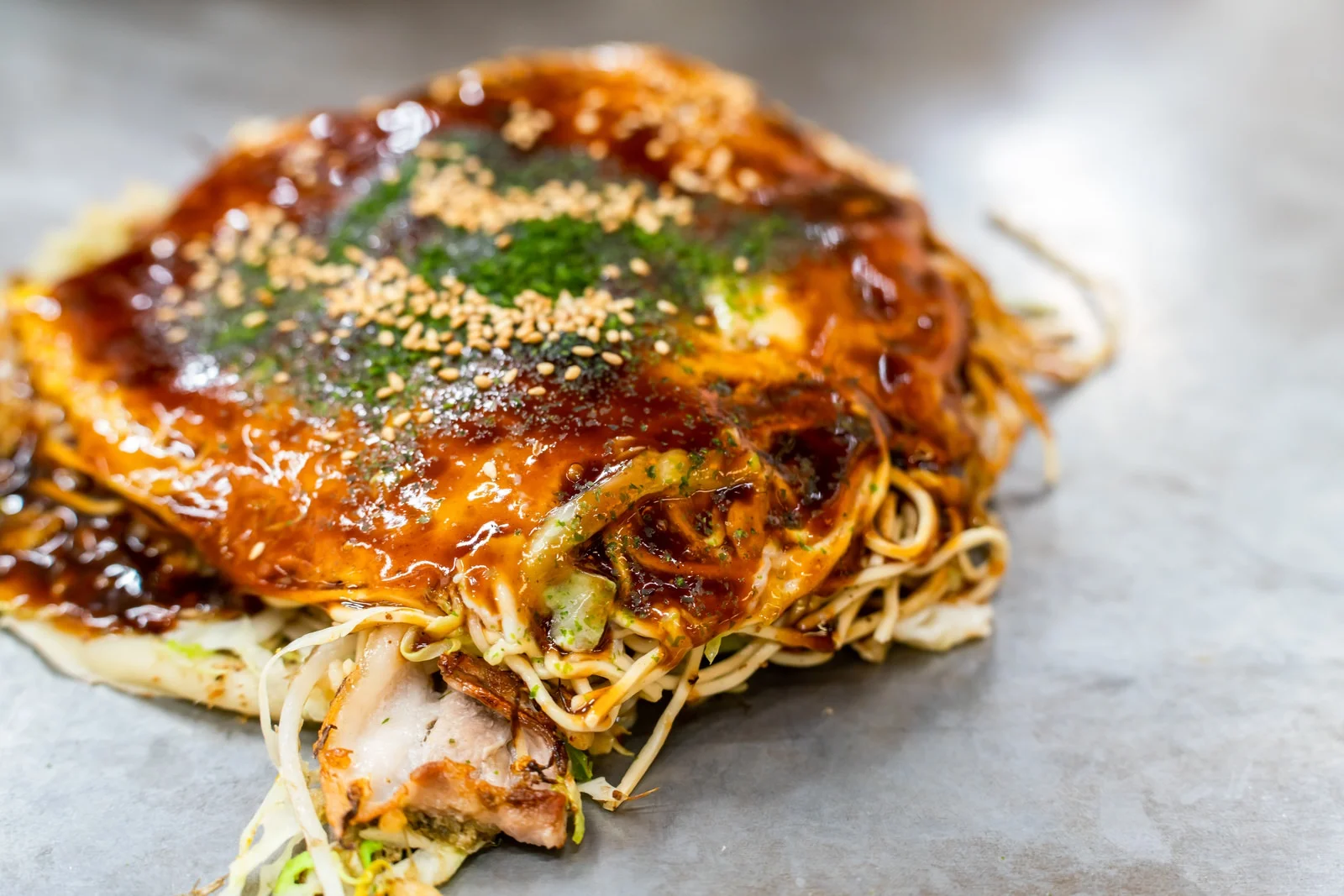 "Which one is Hiroshima-style Okonomiyaki ?"